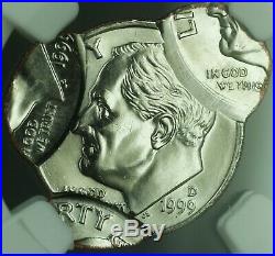 1999-D Mint Error QUADRUPLE STRUCK Roosevelt Dime 10c Coin NGC MS-66