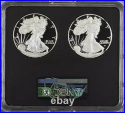 2 COIN SET 2021 W NGC PF70, PROOF SILVER EAGLE, TYPE 1 and 2 Eagle Black