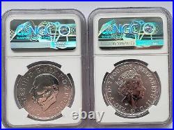 2 COIN SET 2023 UK 2 pound SILVER BRITANNIA QE II and KC III effigy NGC MS69 FR