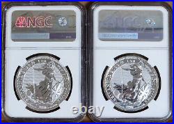 2 coin set 2023 uk 2 pound silver britannia QE II and KC III effigy ngc ms69 GB