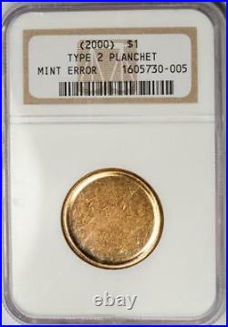 (2000) NGC DATED Blank Sacagawea Dollar Type 2 Planchet Mint Error Super Rare