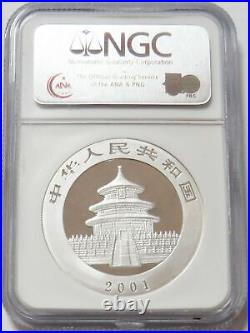 2001 D Silver China 10 Yuan Panda 1 Oz Coin Ngc Mint State 69