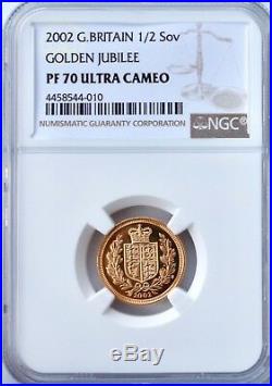 2002 Royal Mint Gold Proof Half Sovereign Coin NGC PF70 Ultra Cameo Jubilee