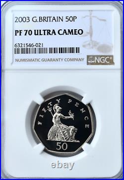 2003 50p Britannia Proof NGC PF70 Great Britain Royal Mint Top Pop Finest Known