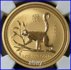 2004 Gold Australia $100 Lunar Year Of The Monkey 1 Oz Coin Ngc Mint State 70