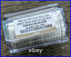 2004 NGC Sealed BU Gem UNC American Silver Eagle Tube Roll of 20oz From Mint Box
