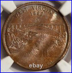 2005 NGC MS64 Struck On 4.2g Defective Planchet West Virginia Quarter Mint Error