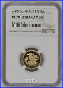 2005 Royal Mint Gold Proof Half Sovereign Ngc Pf70 Ultra Cameo