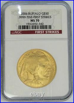 2006 Gold USA Buffalo $50 1 Oz Coin Ngc Mint State 70 First Strike