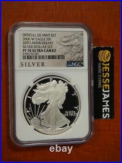 2006 W Proof Silver Eagle Ngc Pf70 From 20th Anniversary Set Black Als Label