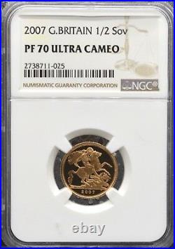 2007 Gold Proof 1/2 Sovereign Half NGC PF70 Ultra Cameo Britain Royal Mint