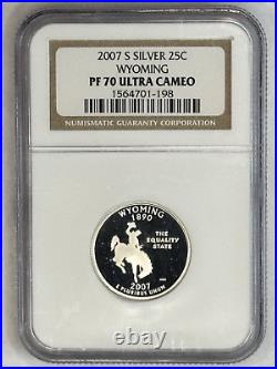 2007-S SILVER PROOF WYOMING STATE 25c NGC PF70 UCAM