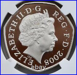2008 50p Shield Proof NGC PF70 Great Britain Royal Mint. (Dirty marks, stain)