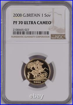 2008 Gold Proof Full Sovereign NGC Graded PF70