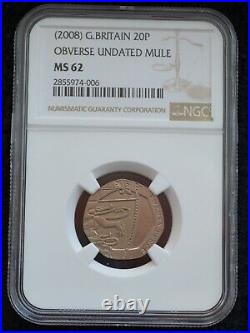 2008 Great Britain 20 Pence Mule Error Graded by NGC as MS 62