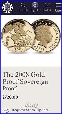 2008 Royal Mint Full Gold Proof Sovereign Elizabeth II NGC PF69 Ultra Cameo