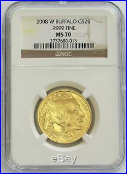 2008 W GOLD $25 BUFFALO 1/2oz COIN NGC MINT STATE 70