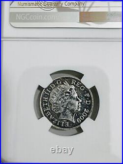 2009 1p One Penny coin shield MINT ERROR Silver Colour, PF58 ULTRA CAMEO NGC