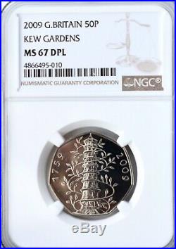 2009 Kew Gardens 50p Royal Mint Fifty Pence MS67 DPL NGC Great Britain UK BU