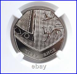 2009 Shield of Arms 50p MS69 DPL NGC Fifty Pence Britain Royal Mint