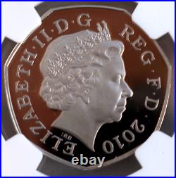 2010 Shield Arms 50p Proof PF70 NGC Fifty Britain Royal Mint