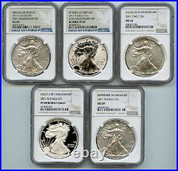 2011 American Silver Eagle 5-Coin Set NGC MS69 & PF69 United States Mint BX484