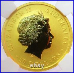 2012 P Gold Australia $50 Kangaroo 1/2 Oz Coin Ngc Mint State 70