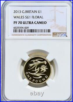 2013 £1 Wales One Pound NGC PF70 Royal Mint Finest Known Top Pop Proof