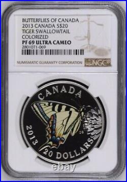 2013 Canada $20 Tiger Swallowtail Butterfly Ngc Pf69
