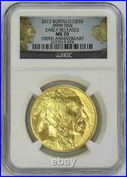 2013 GOLD 1oz $50 AMERICAN BUFFALO COIN NGC MINT STATE 70 EARLY RELEASES