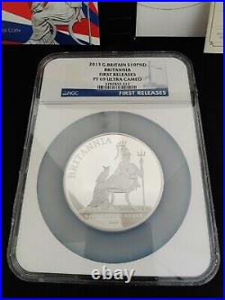 2013 Royal Mint Britannia UK £10 5oz Silver Proof Coin NGC PF69 UC First Release