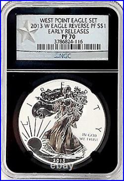 2013-w Silver Eagle? Ngc Sp70 Enhanced & Pf70 Reverse Proof? West Point Set