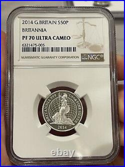 2014 Elizabeth Britannia Proof 1/4 Quarter oz SILVER Coin, NGC PF 70, Jody Clark