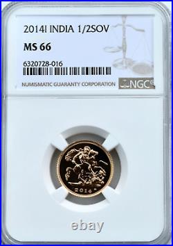 2014 I Half Gold Sovereign India Mint NGC MS66