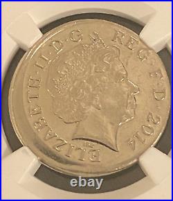 2014 NGC MS 62 Graded Rare Mint Error Struck Off Centre 10p Ten Pence Coin