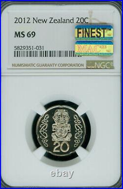 2014 New Zealand 20 Cents Ngc Ms69 Mac Finest Grade Spotless 2,000 Minted