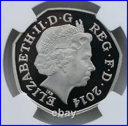 2014 Shield Arms 50p Proof PF70 NGC Fifty Britain Royal Mint TOP POP