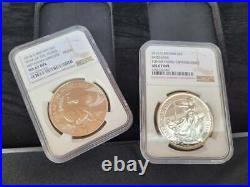 2014 Year of the Horse & Britannia Mule 1oz Silver 2 Coin error NGC Graded Set