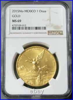 2015 Mo Gold Mexico 1 Oz Onza Libertad Winged Victory Coin Ngc Mint State 69