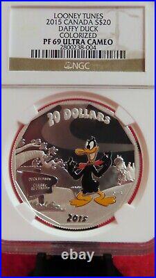 2015 Ngc Pf 69 Ultra Cameo Canada Silver $20 Looney Tunes Daffy Duck