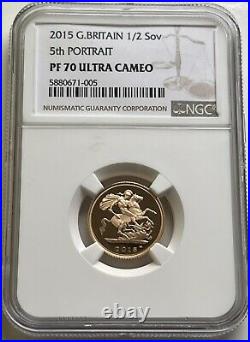 2015 Royal Mint Half Proof Sovereign 5th Portrait Ngc Pf70 Ultra Cameo