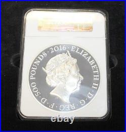 2016 £500 1 Kilo. 999 Fine Silver Proof, NGC Slabbed PF69 Ultra Cameo