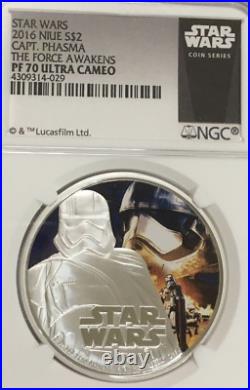 2016 Niue Star Wars Captain Phasma The Force Awakens 1 Oz Silver Coin NGC PF 70