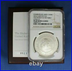 2016 Royal Mint 1oz Silver Proof £2 coin William Shakespeare NGC Graded PF69