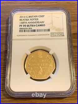 2016 Royal Mint Beatrix Potter Gold Proof 150th Anniversary NGC PF69UC COA#557