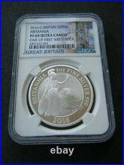 2016 Royal Mint Britannia £2 Two Pound Silver Proof 1oz Coin NGC PF69 UC COA 500
