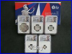 2016 Royal Mint Britannia Silver Proof 5 Coin Set NGC PF69 Ultra Cameo with COA