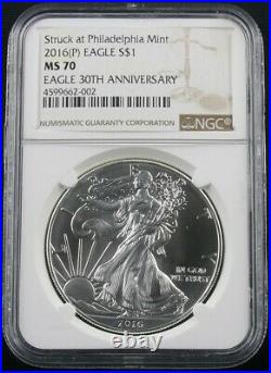 2016 (p) Silver Eagle Struck At Philadelphia Mint Ngc Ms 70