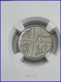 2017 5p Coin Royal Mint error BROADSTRUCK mint error MS62 NGC One of a kind