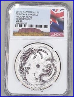 2017 Australia Dragon & Phoenix 1oz Silver bullion ERROR COIN Perth Mint NGC